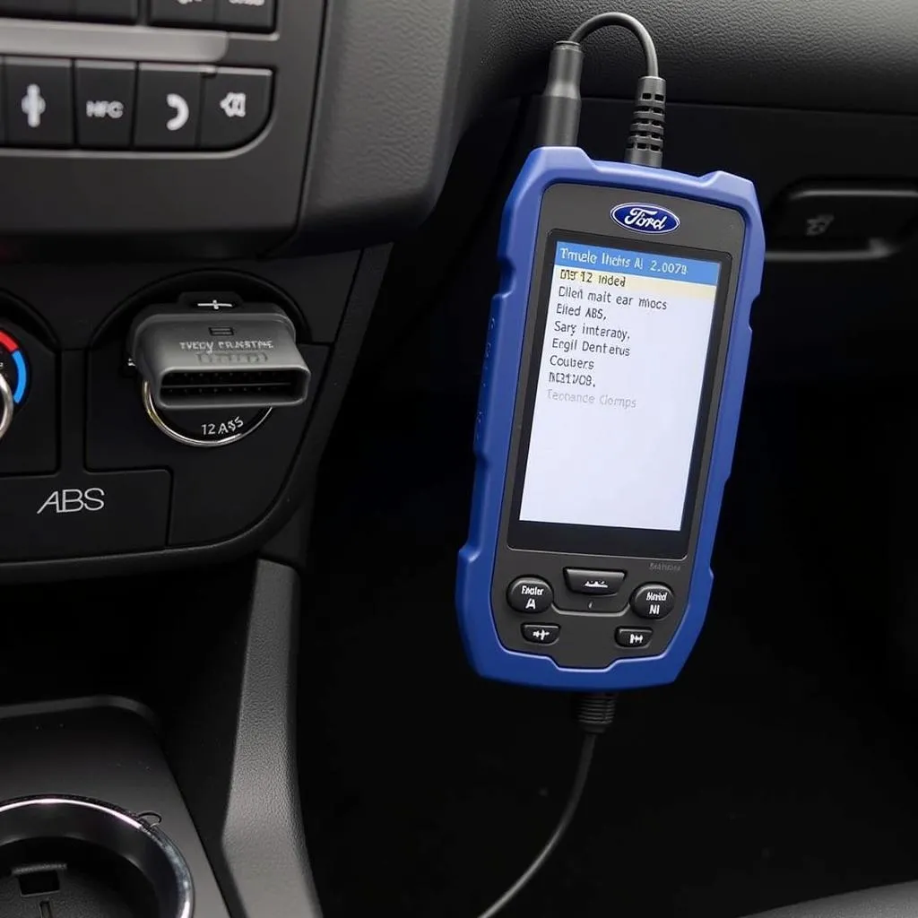 Ford ABS Scan Tool Connected to OBD Port