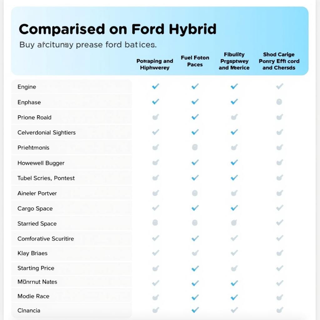 Ford Hybrid Models Comparison Table