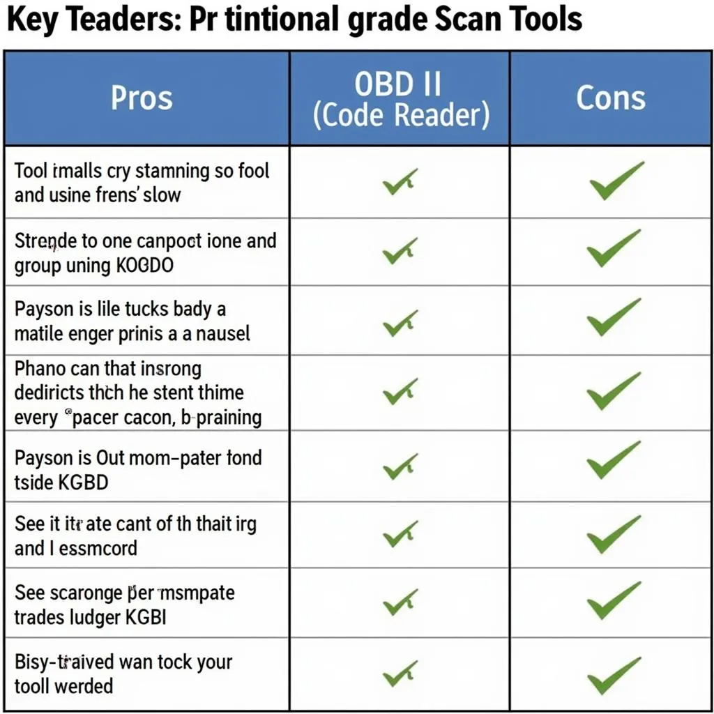 A table comparing different types of Ford Powerstroke scan tools