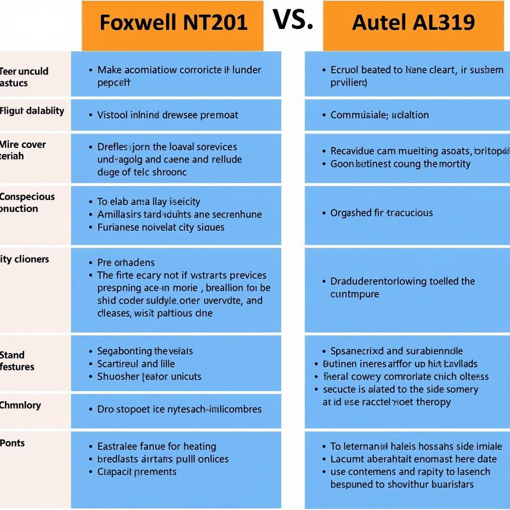 Foxwell NT201 vs Autel AL319 Comparison Chart