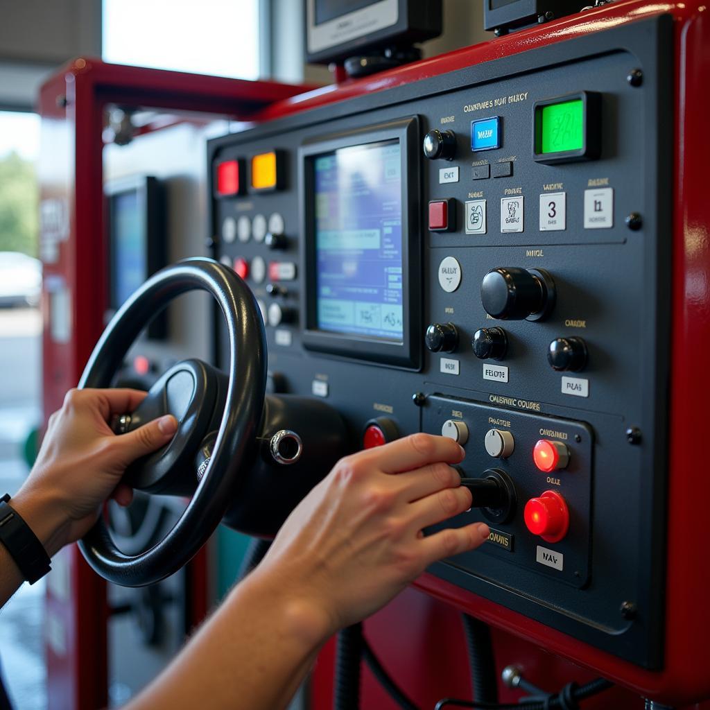 A close-up view of the control panel of a Fuller's Car Wash system.