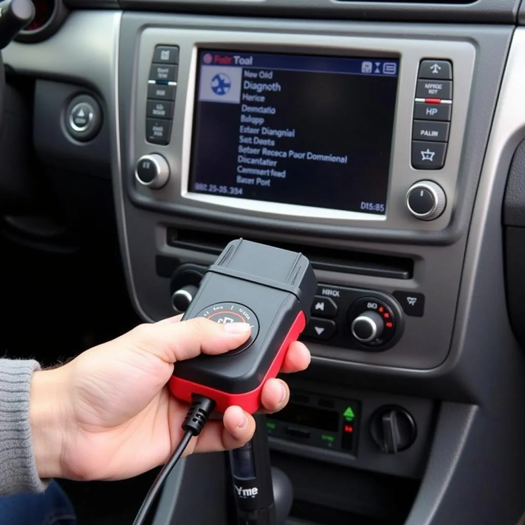 GIT scan tool connected to a car's OBD-II port