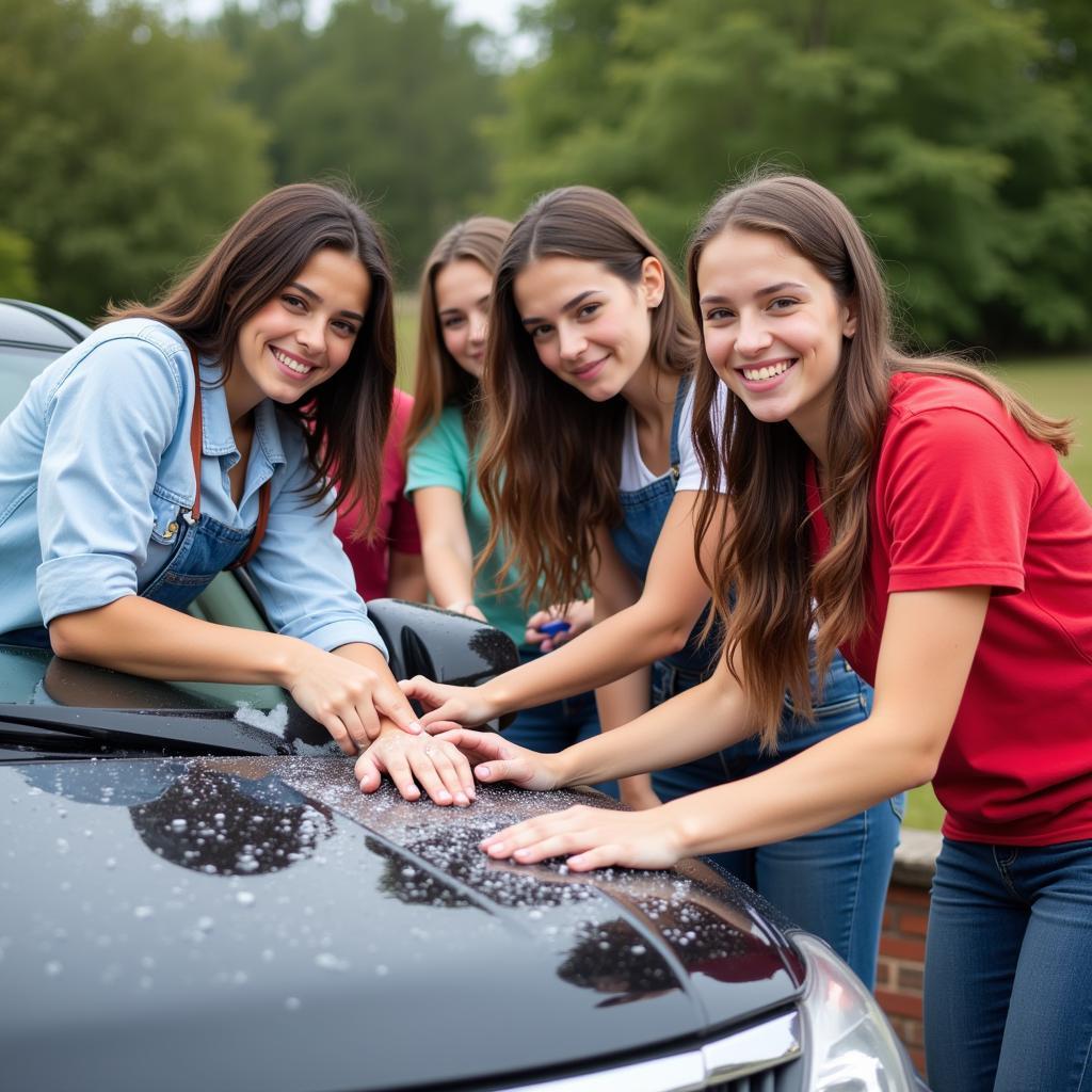 Group Volunteering at Carwash