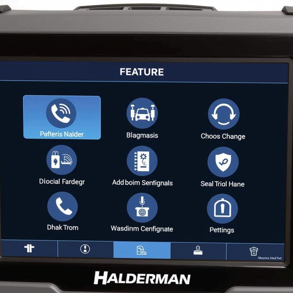 Display showing the different features of a Halderman generic scan tool