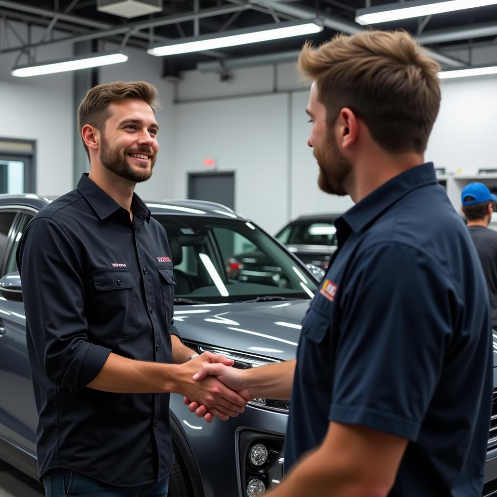 Satisfied Customer at Car Audio Shop