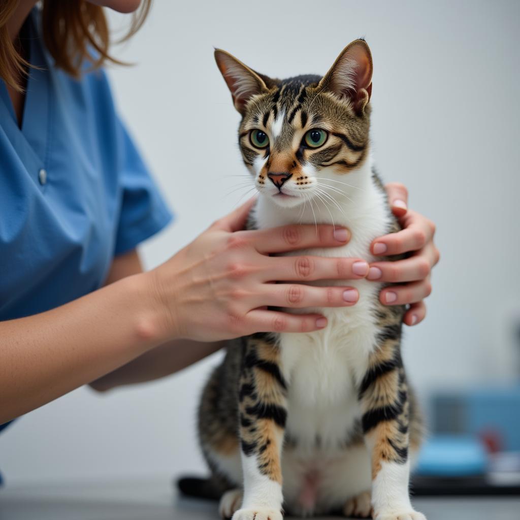 Veterinarian Bonding with a Cat During a Checkup