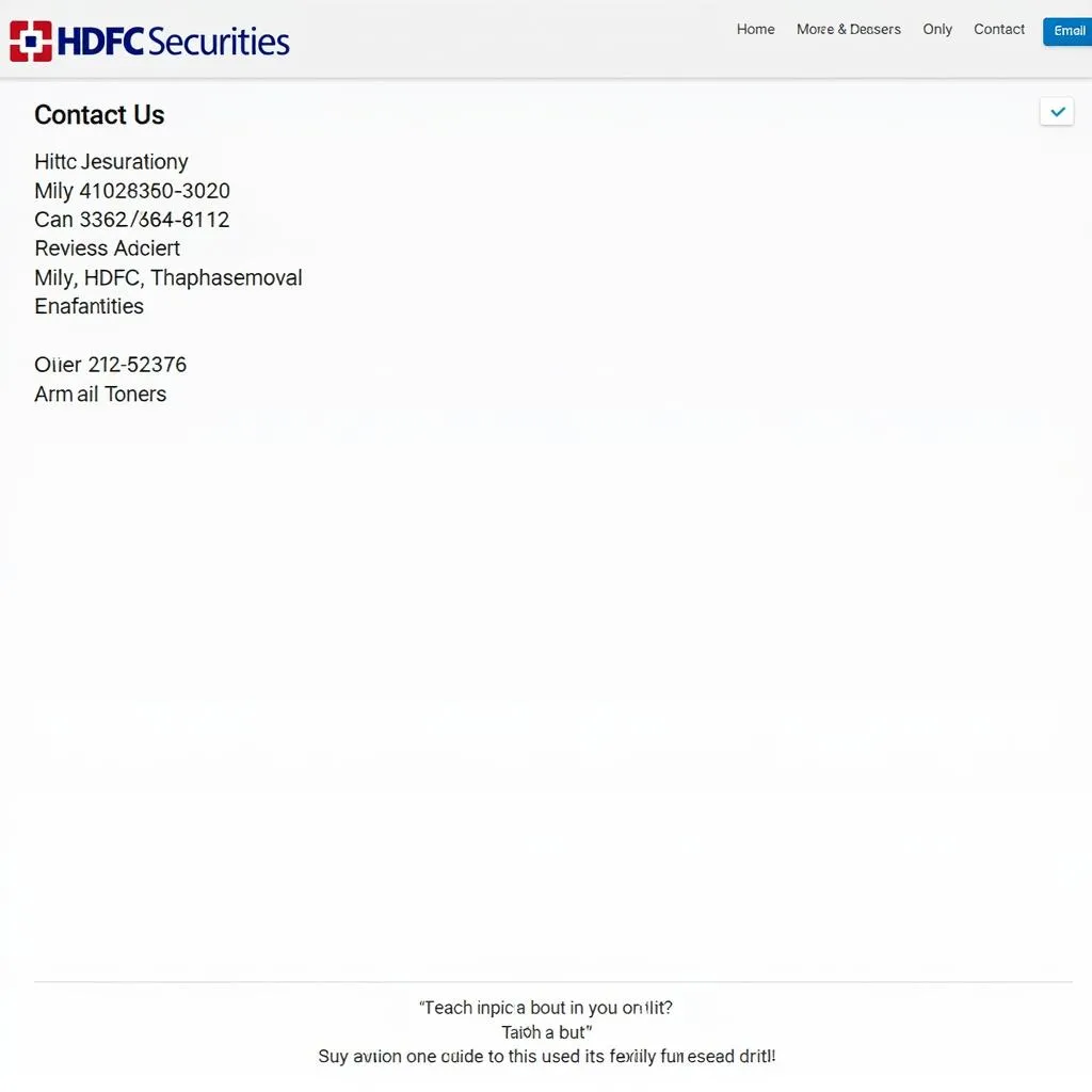 HDFC Securities Contact Information