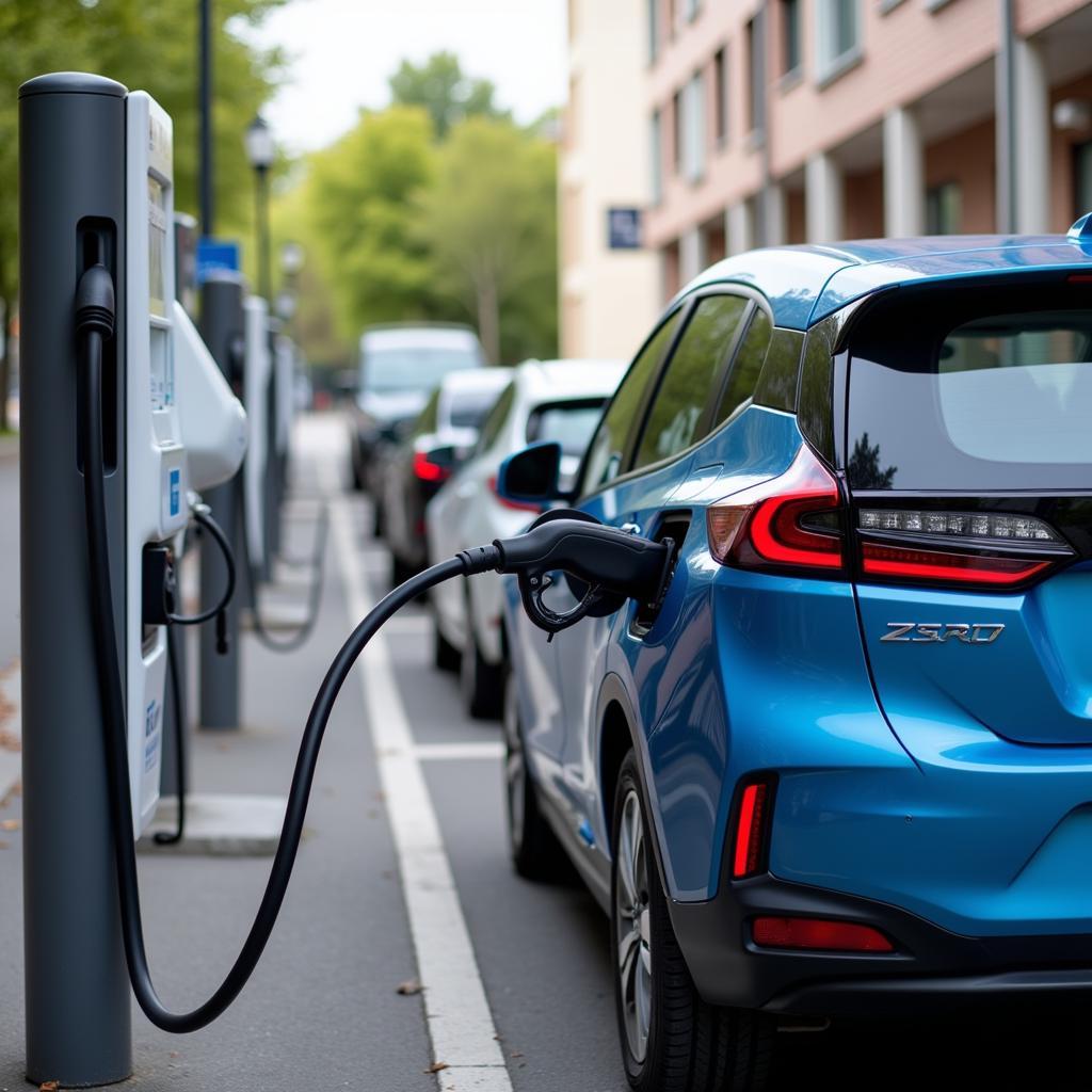 Honda electric vehicle charging at a public charging station