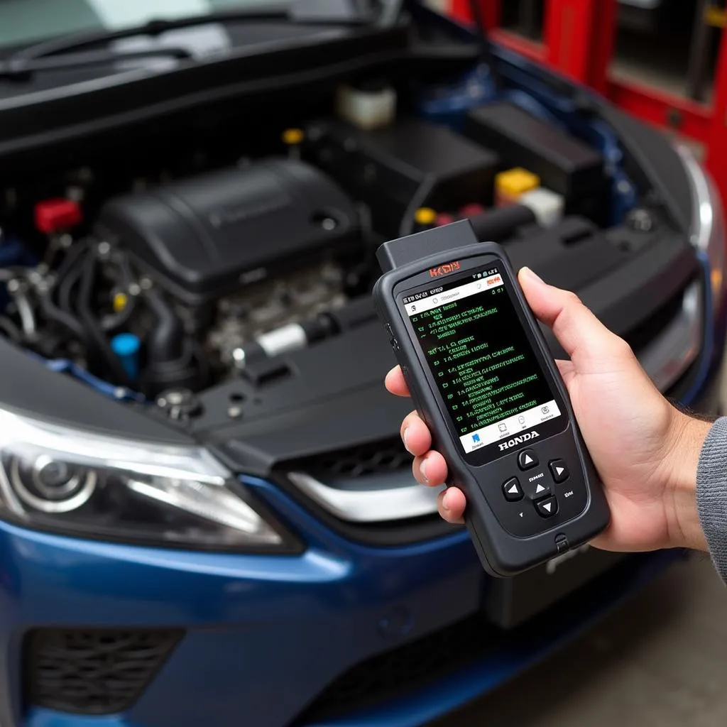 Mechanic Using a Honda OBD1 Scanner