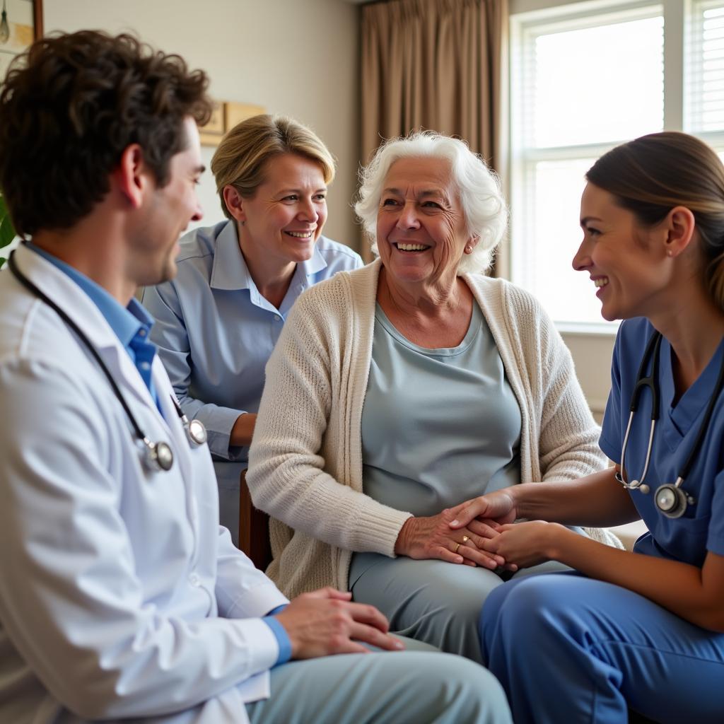 Hospice care team providing comfort and support to a patient