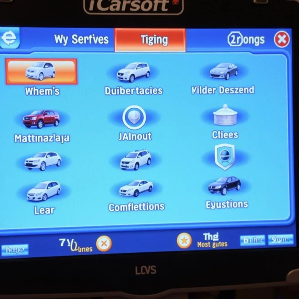 Close-up of iCarsoft US V2.0 scan tool menu