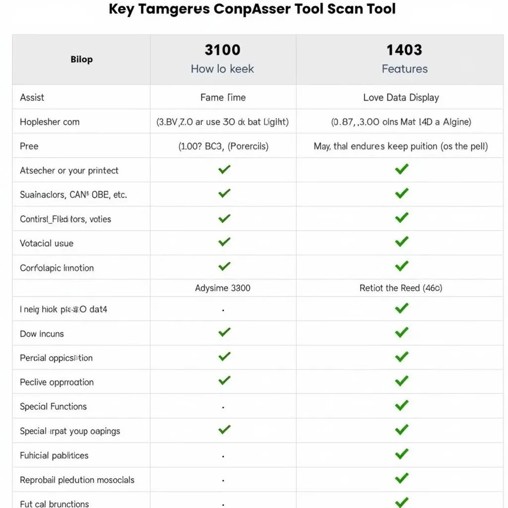 Table Comparing Innova Scan Tool Features