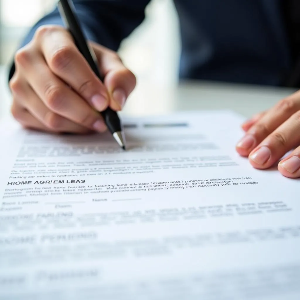 Signing a car lease agreement