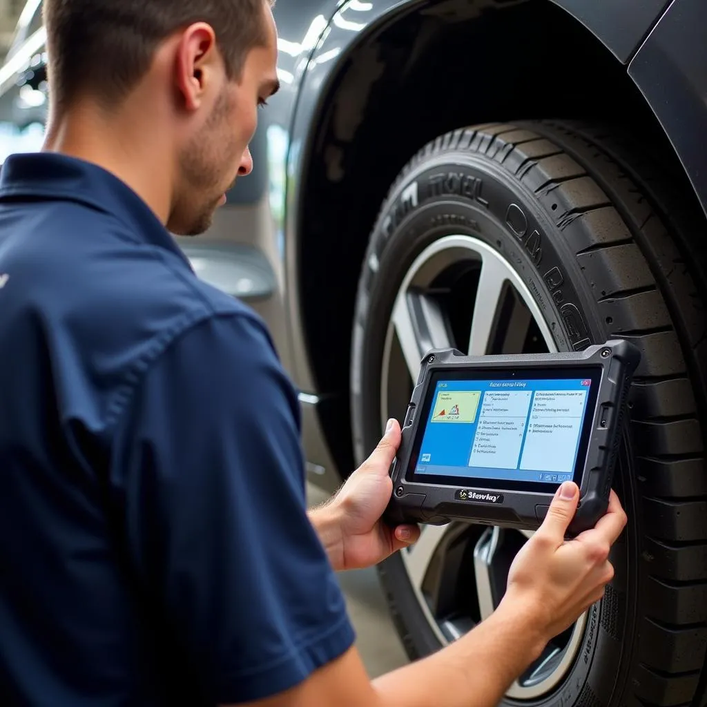 Technician Using Maxisys Ultra Scanner