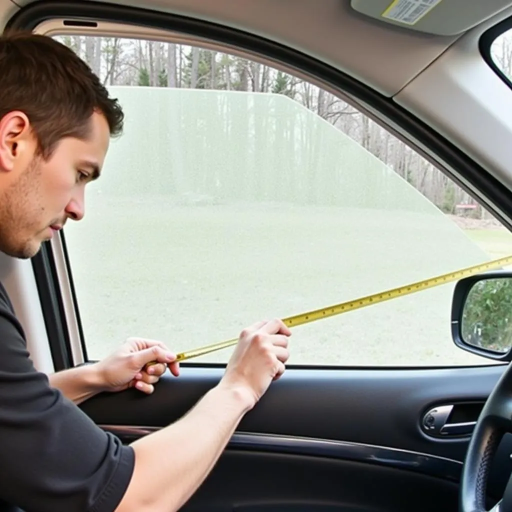 Measuring car side window for shades