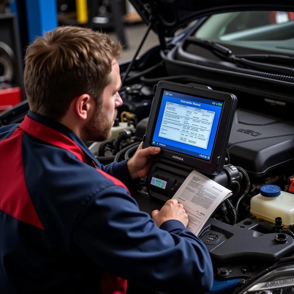 Mechanic Reviewing OBD1 Scan Results