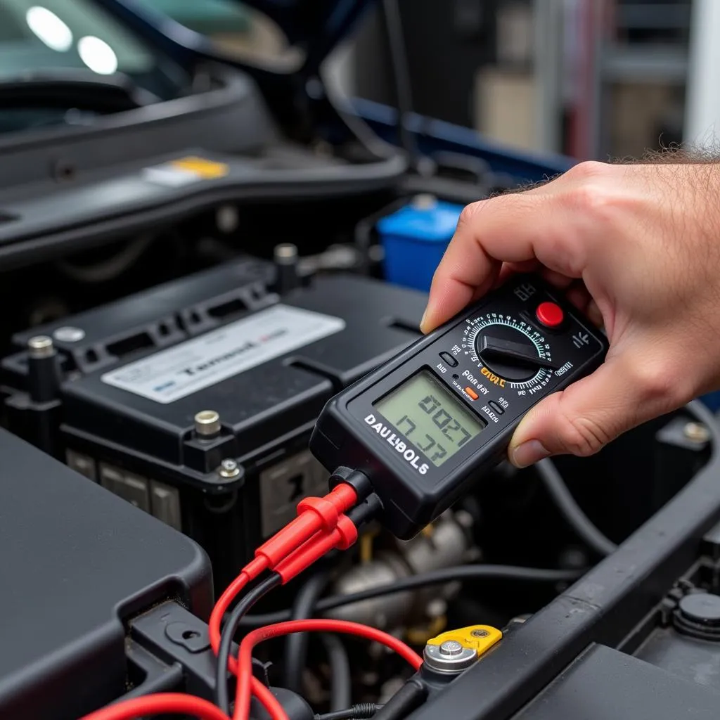 Mechanic Checking Car Battery