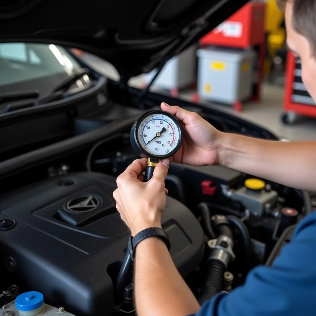 Mechanic Checking Car Fuel System