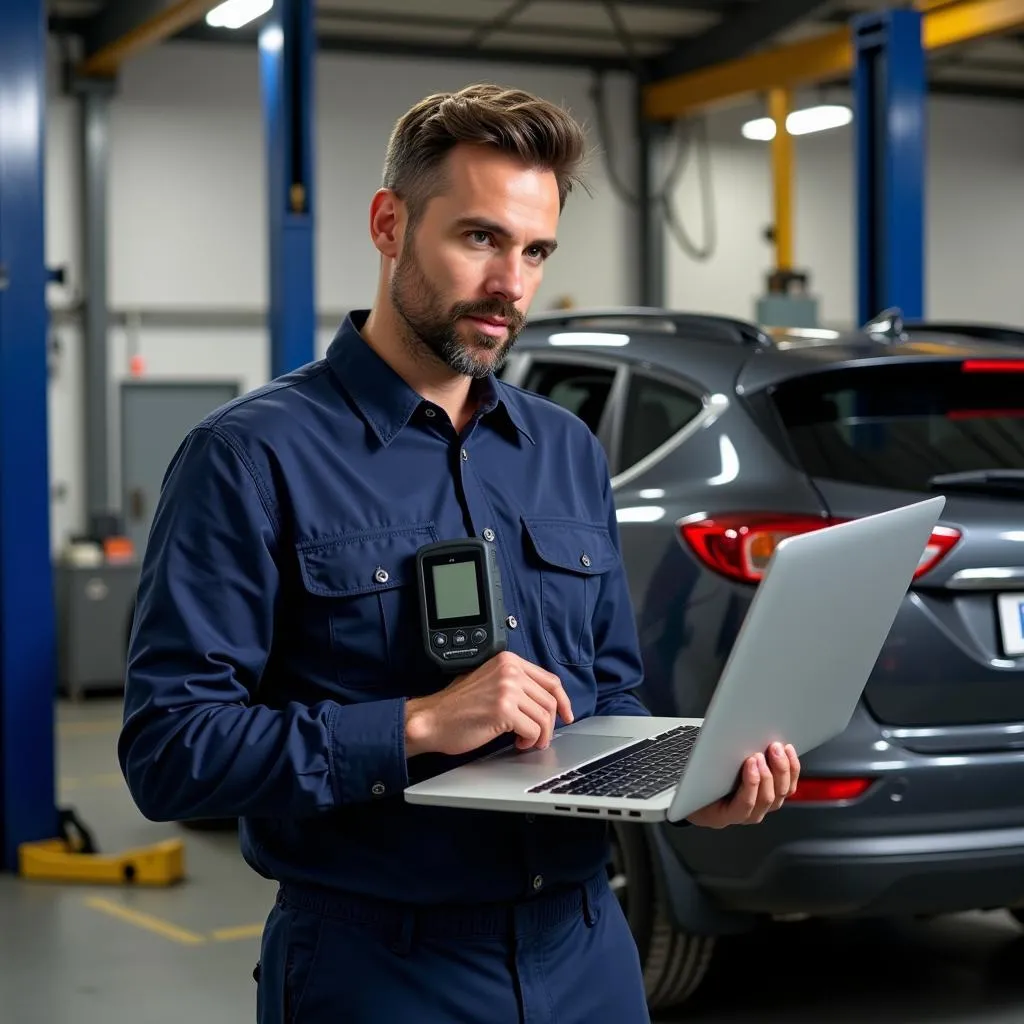 Mechanic weighing his diagnostic options