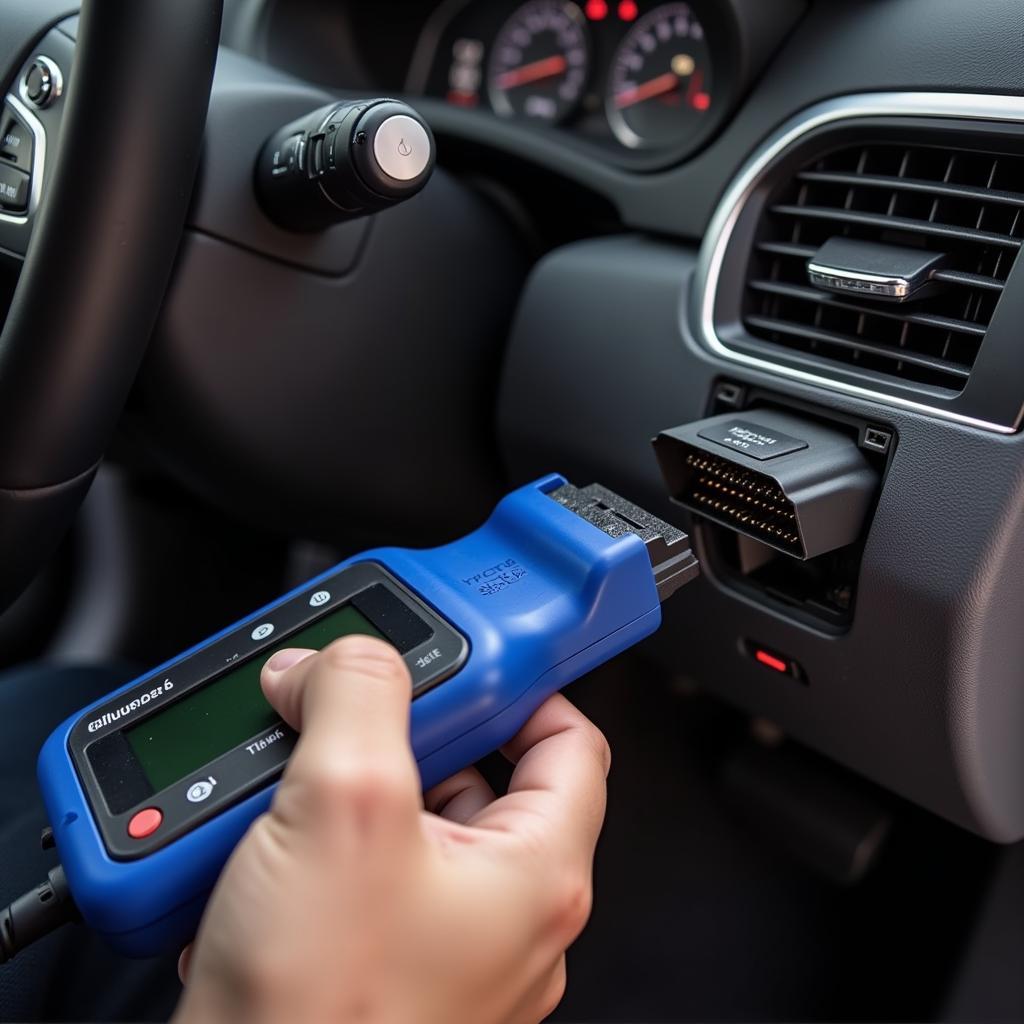 Mechanic Connecting OBD Scan Tool to Car's OBD Port