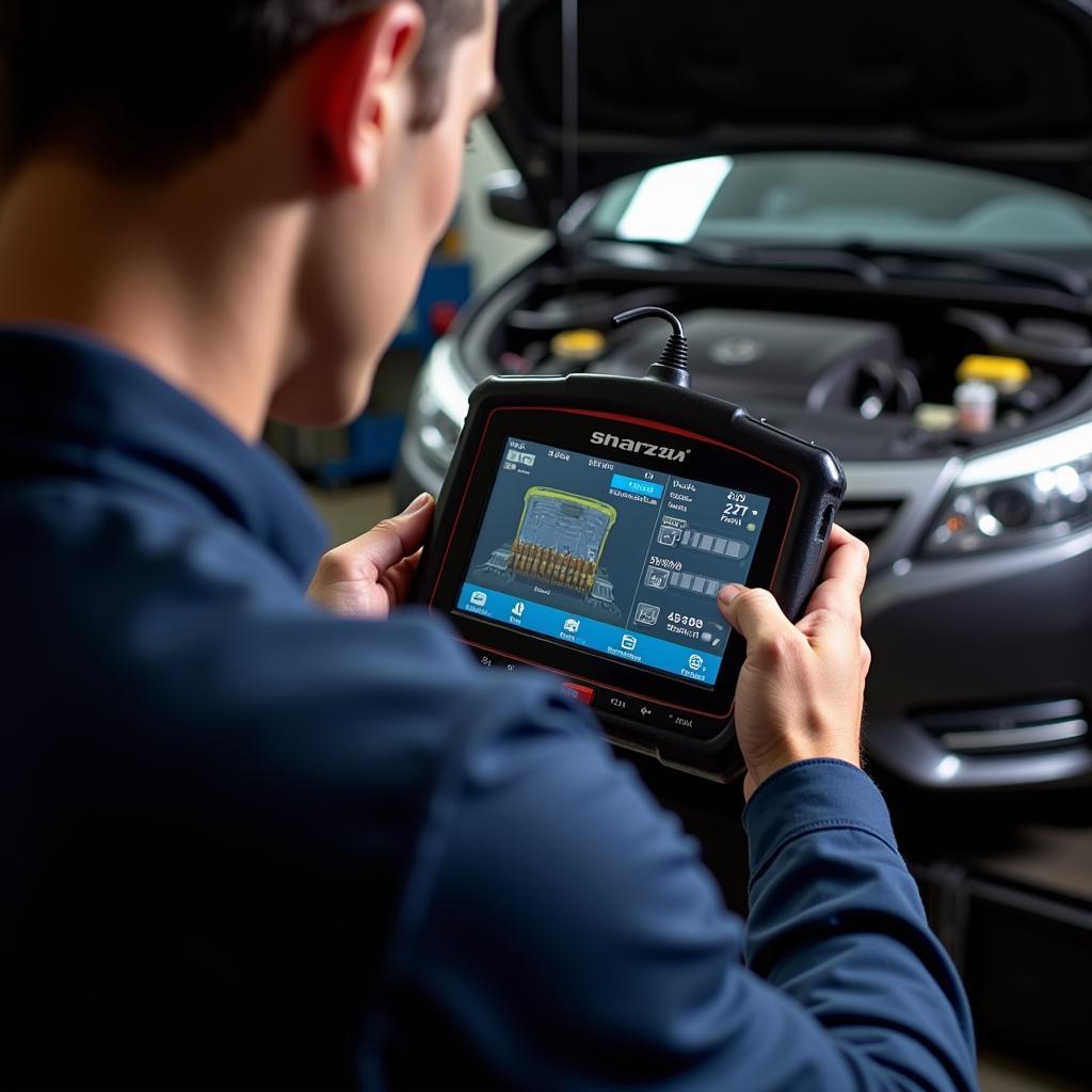 Mechanic Diagnosing an EVAP Leak with a Scan Tool