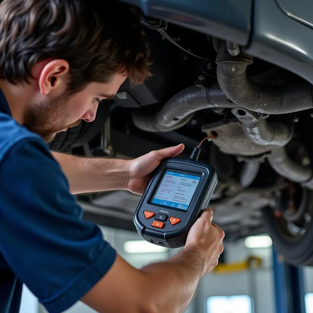 Mechanic inspecting a car