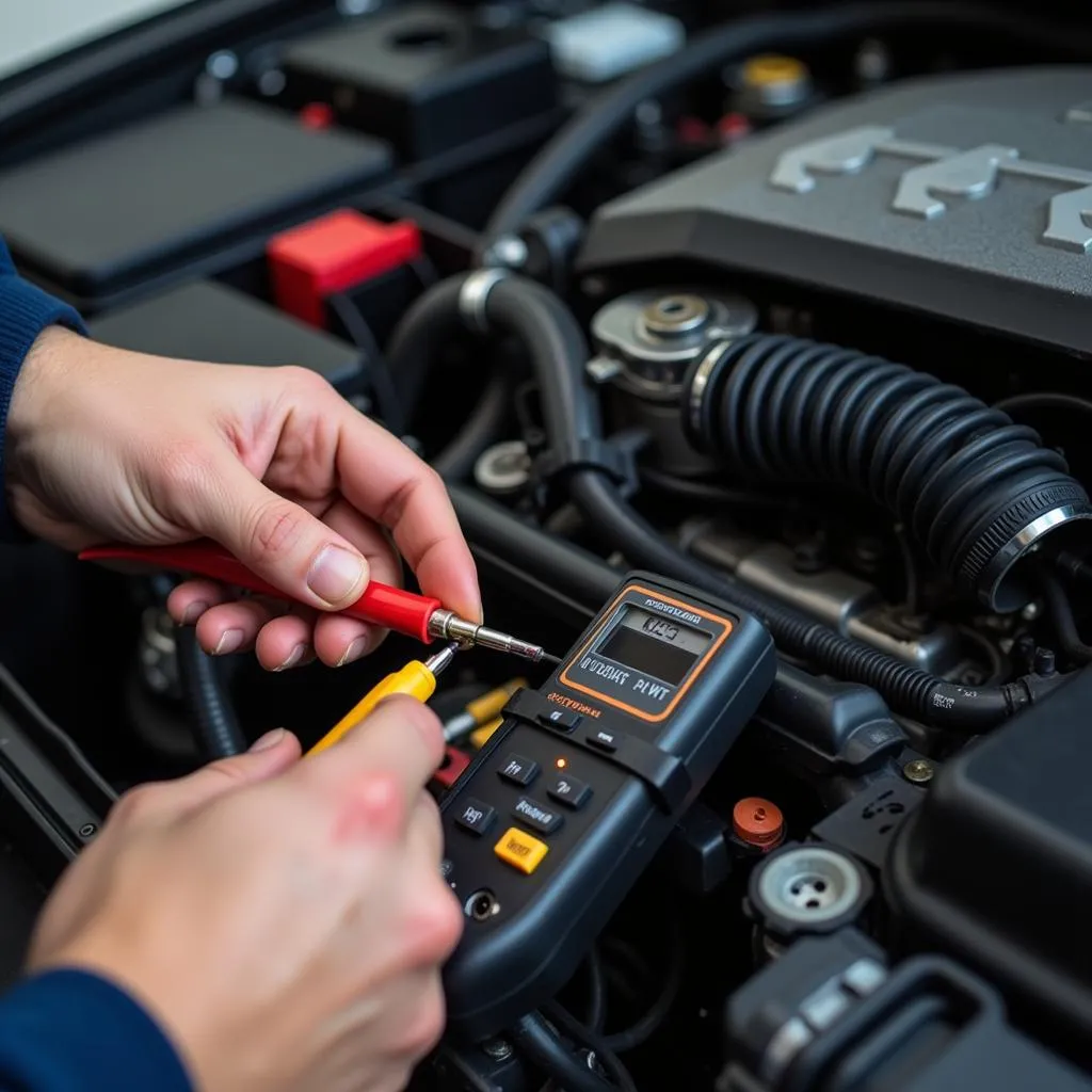 Mechanic Inspecting Car Wiring