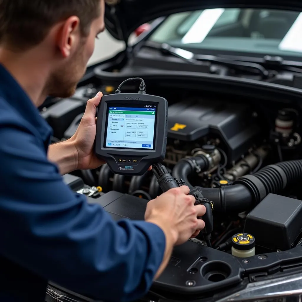 Mechanic Inspecting Car Engine