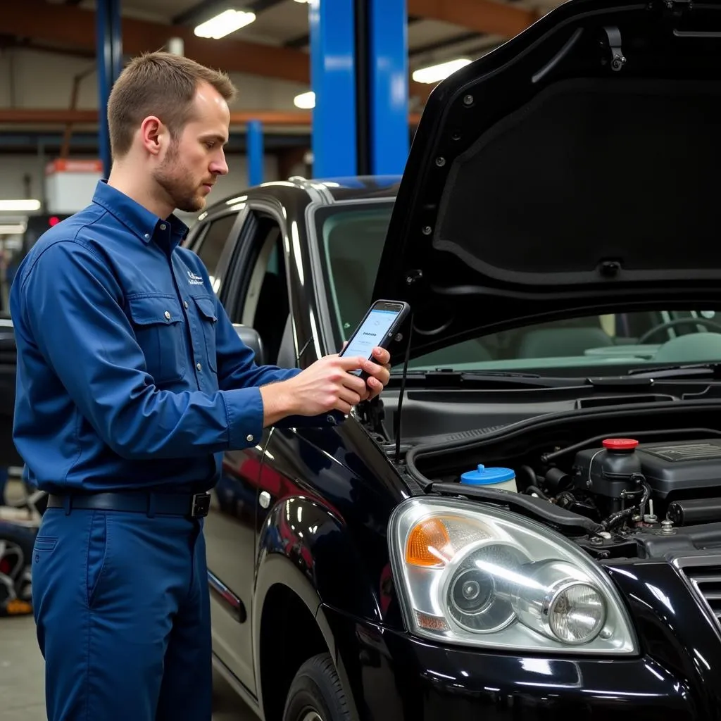 Mechanic Performing NC Car Inspection