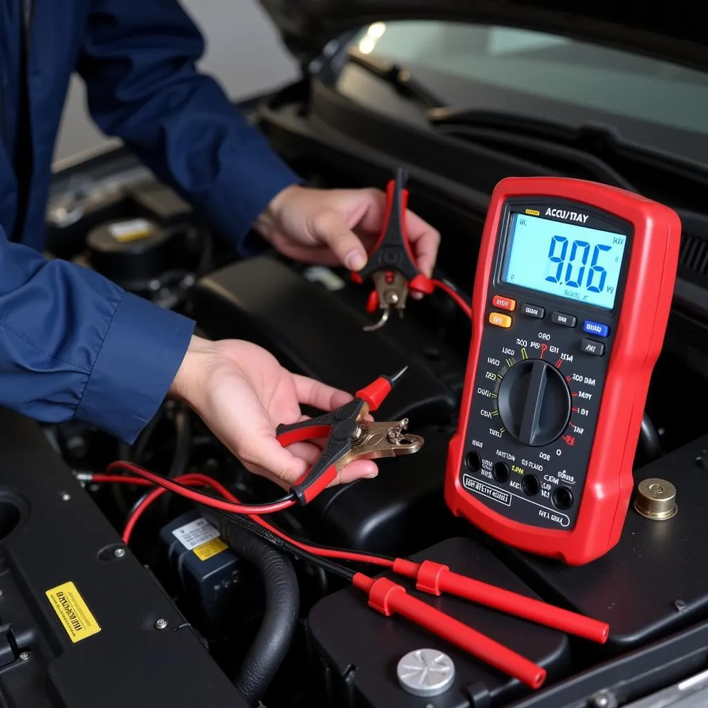 Car Battery Voltage Test Using Multimeter