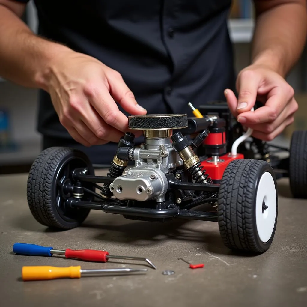 Mechanic Tuning Gas RC Car Engine