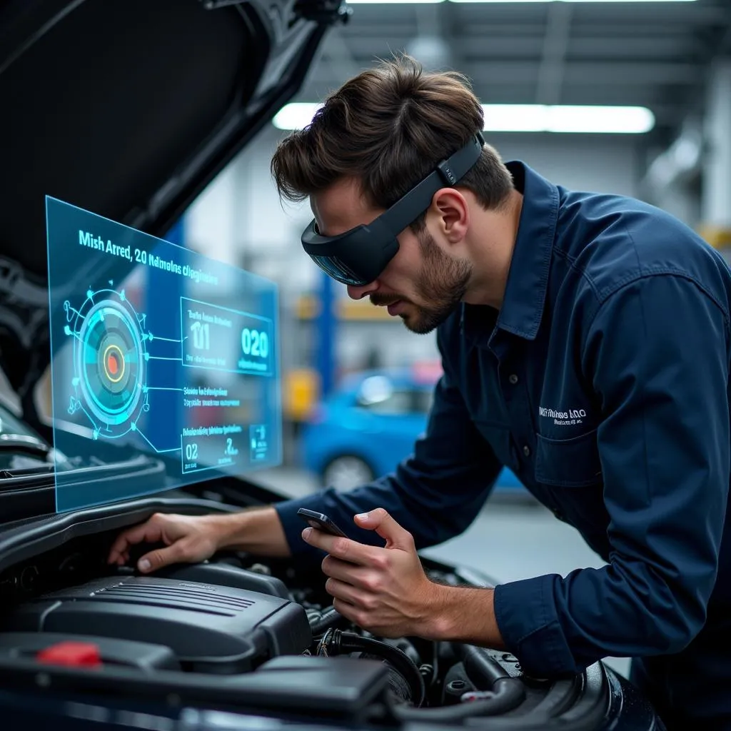 Mechanic Using Augmented Reality for Advanced Car Diagnostics