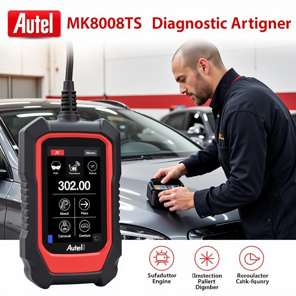 Mechanic Using Autel MK808TS on a Car