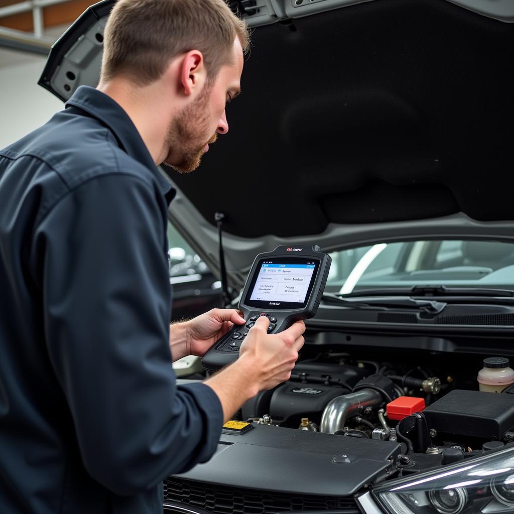 Mechanic Using Autel Scanner