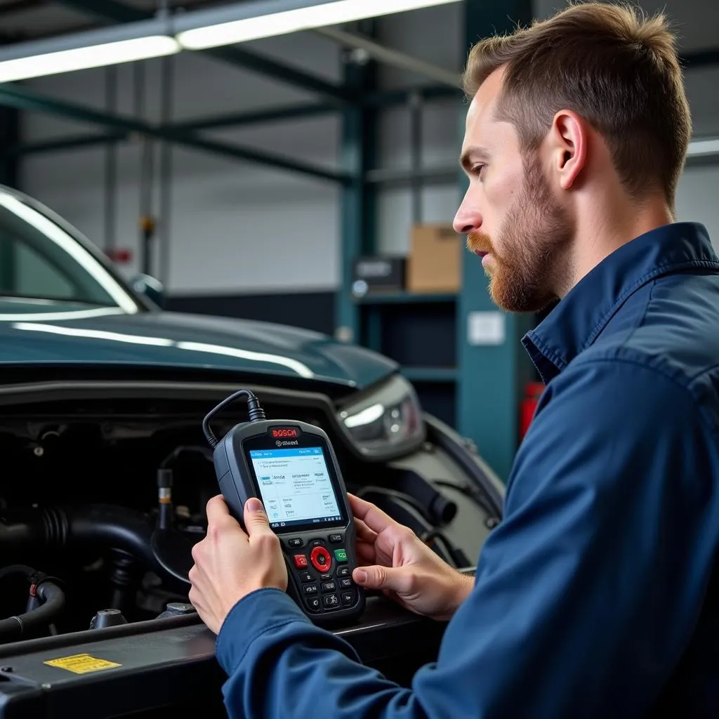 Mechanic Using Bosch Scanner