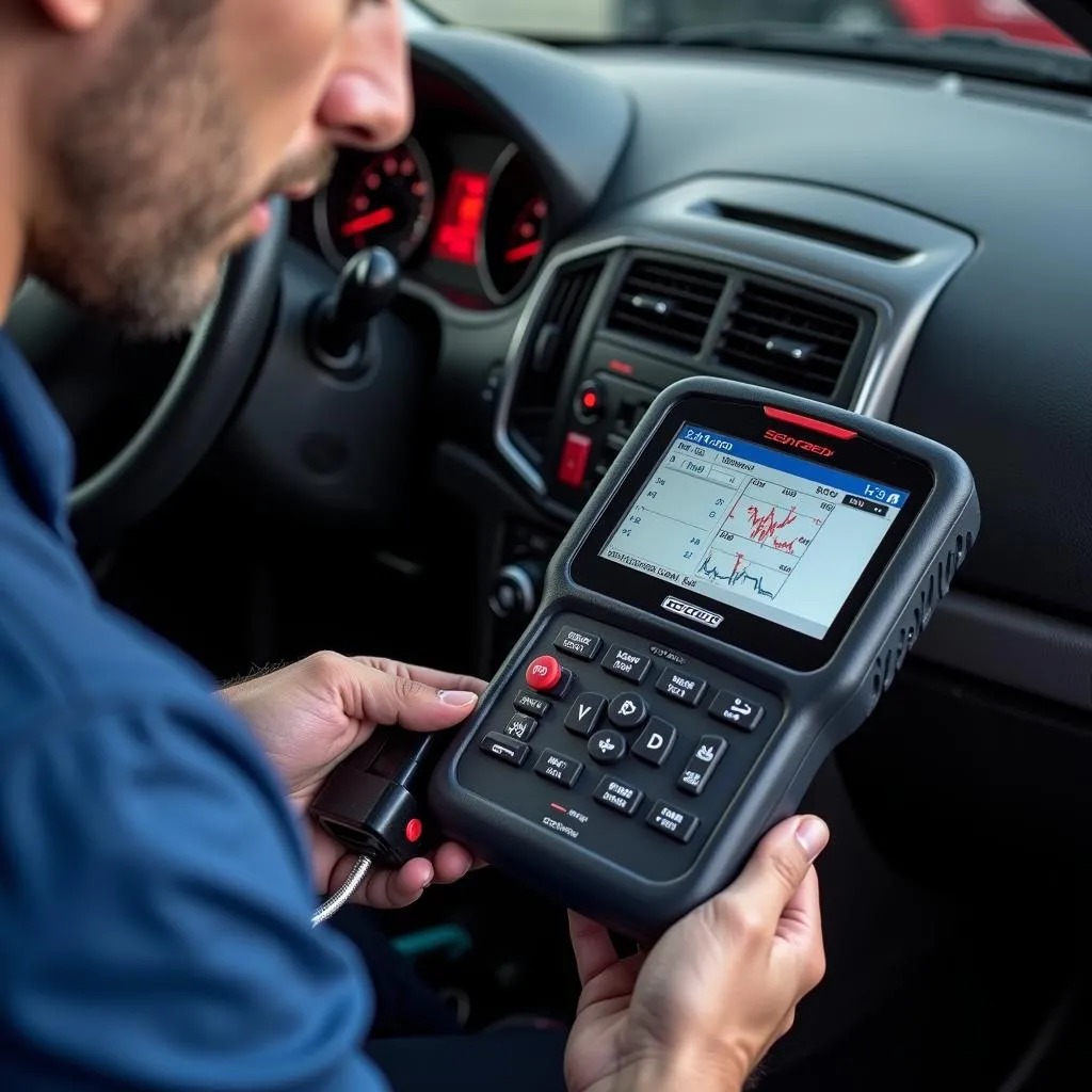 Mechanic Using Dealer Scanner