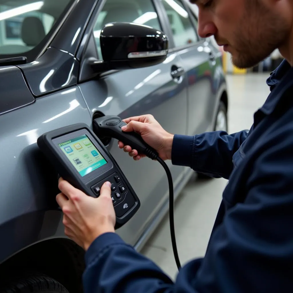 Mechanic Using Dealer Scanner