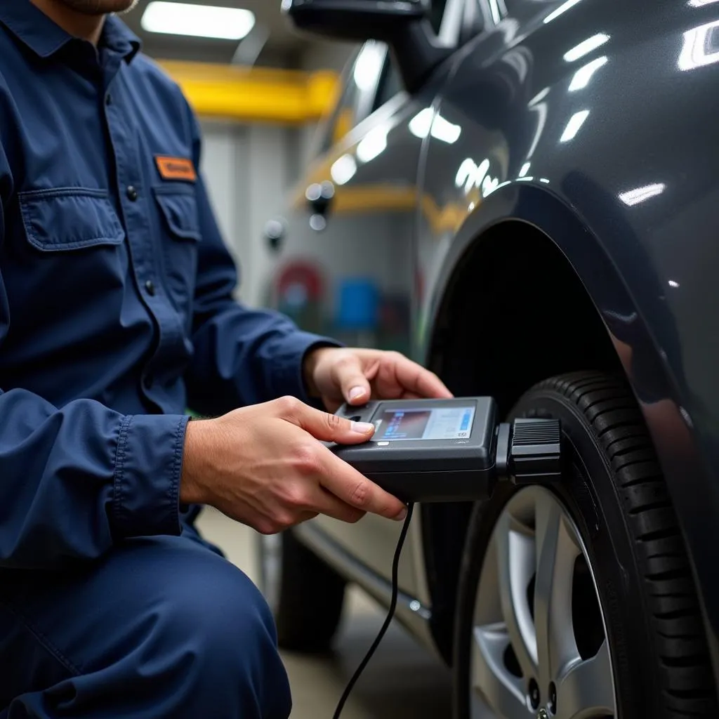 Mechanic Using a Dealer Scanner