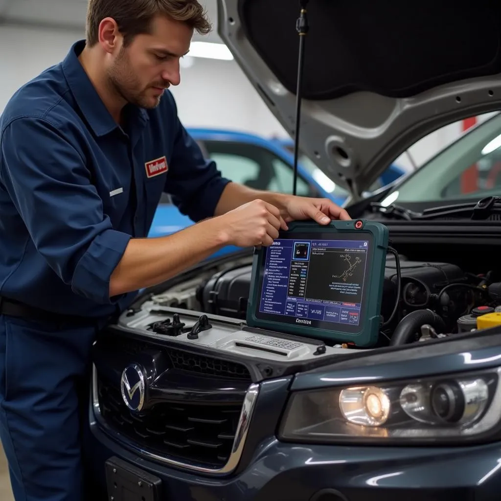 Mechanic Using Innova 5410 Scanner