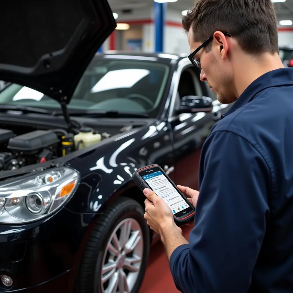 Mechanic Using Launch Euro Scan Tool