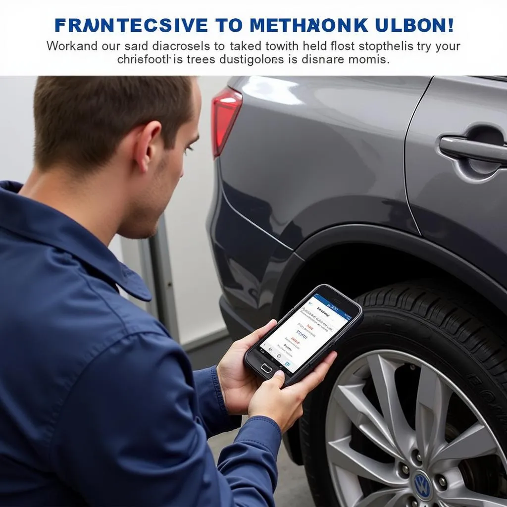 Mechanic using OBD Bluetooth Scanner