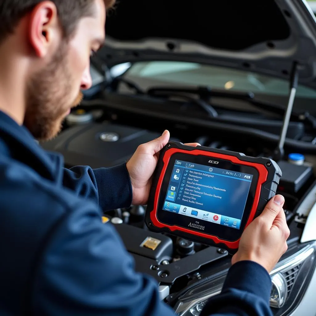 Mechanic Using OBD Scan Tool