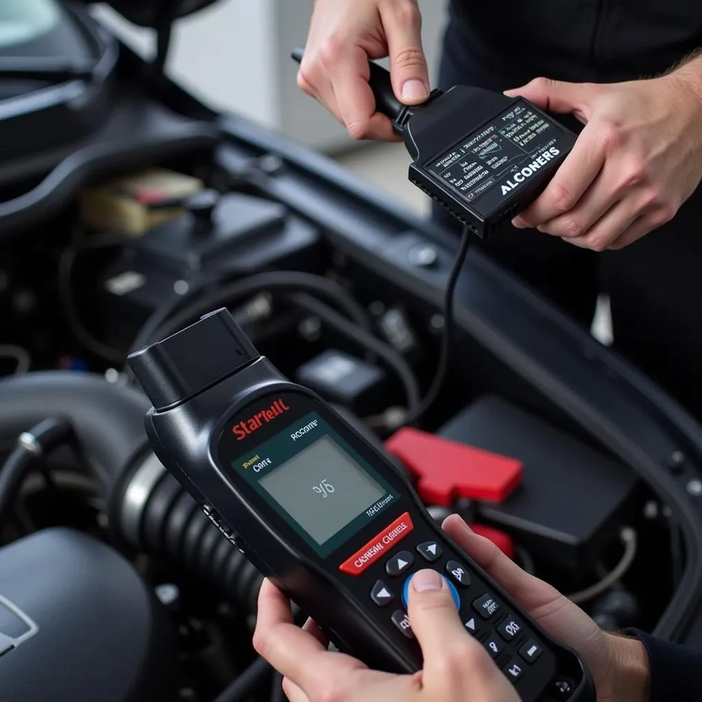 Mechanic Using OBD Scanner