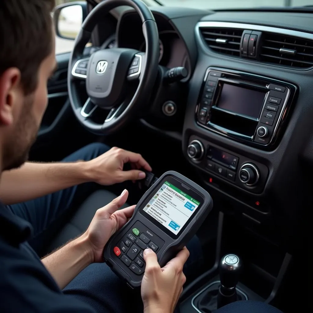 Mechanic Using OBD Scanner