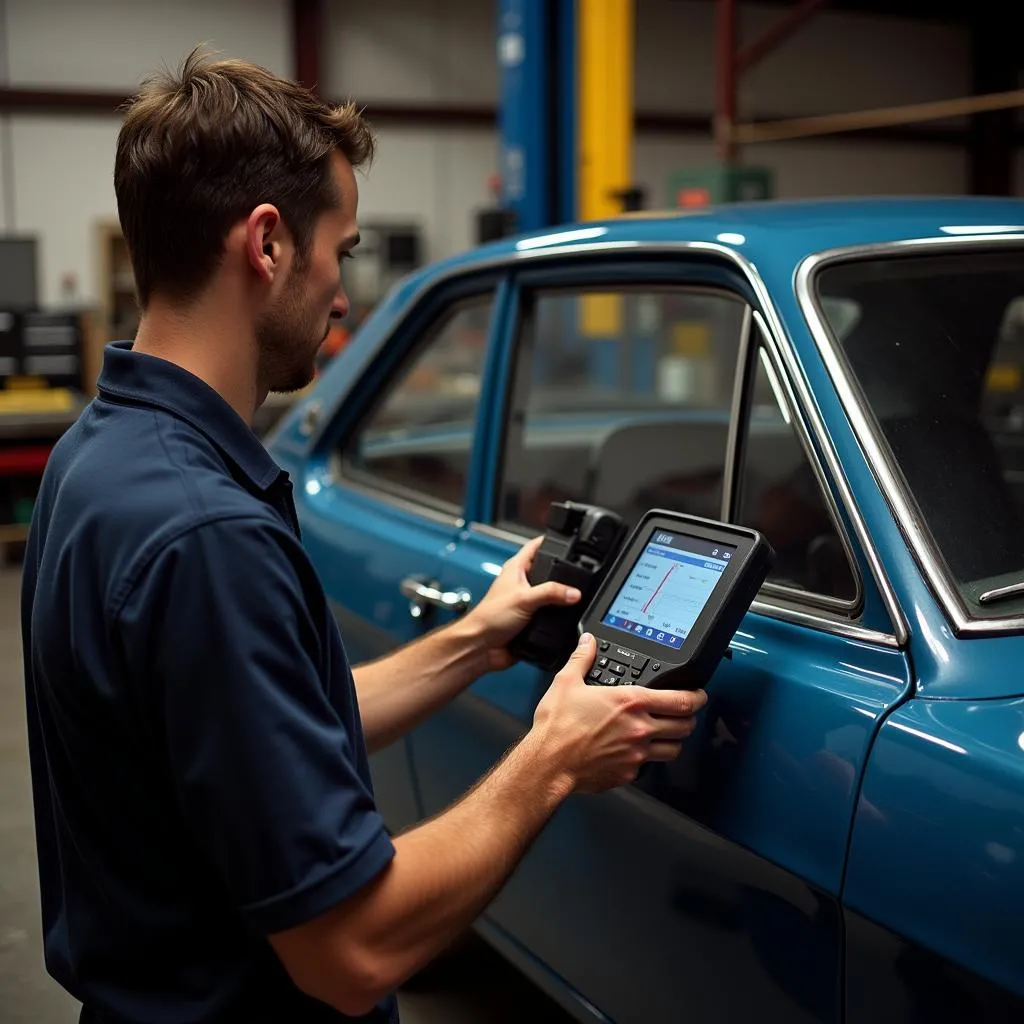 Mechanic Using OBD1 Scanner