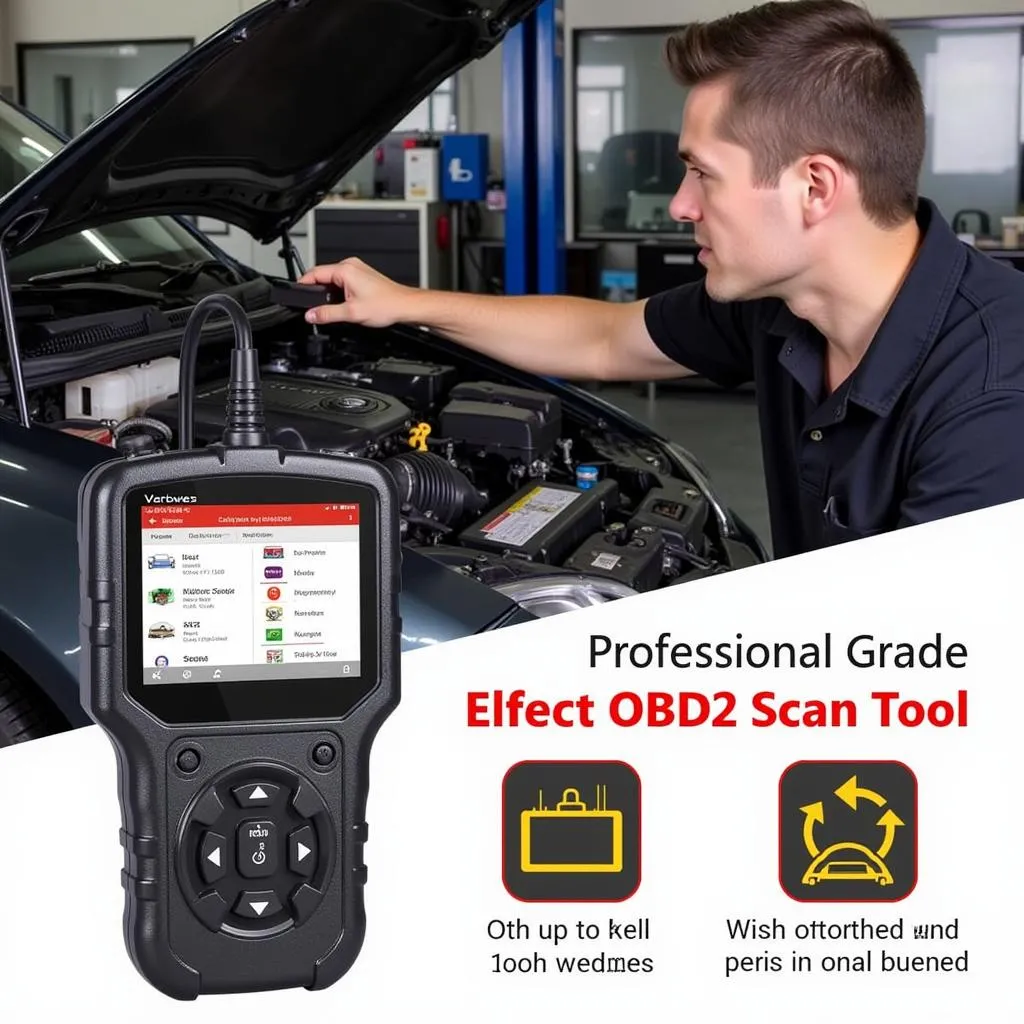 Mechanic Using OBD2 Scan Tool in Garage