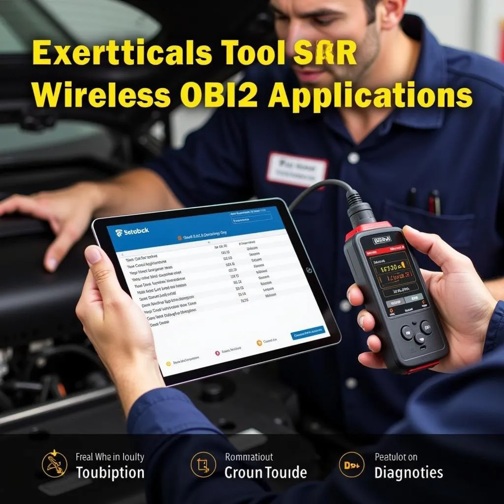 Mechanic Using Wireless OBD2 Scan Tool on Tablet