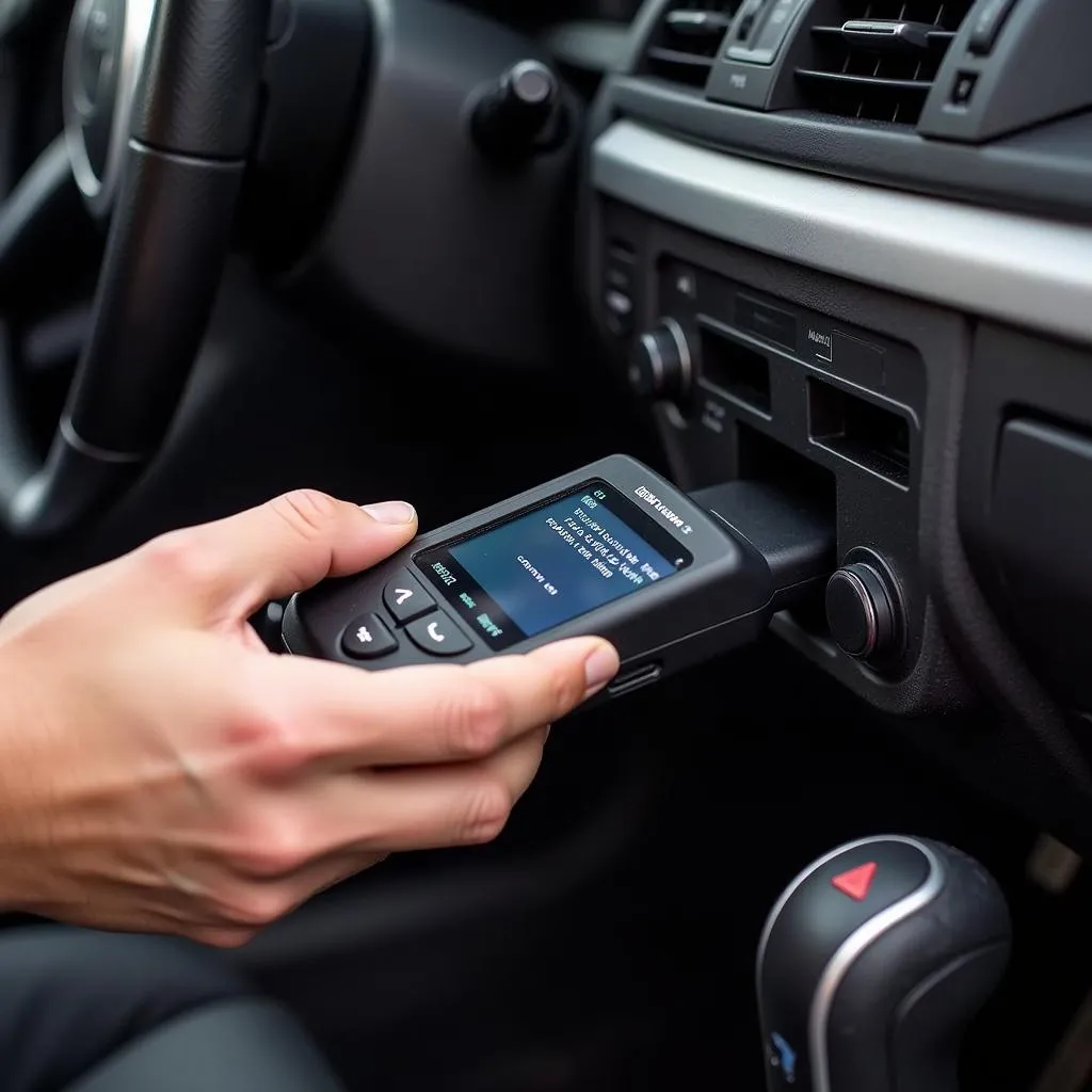 Mechanic using OBD2 Scanner