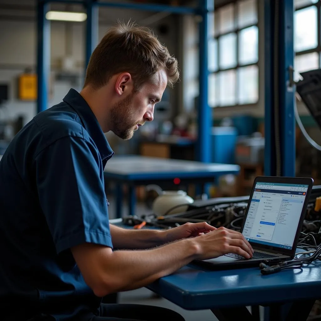 Mechanic Using Professional Scan Tool