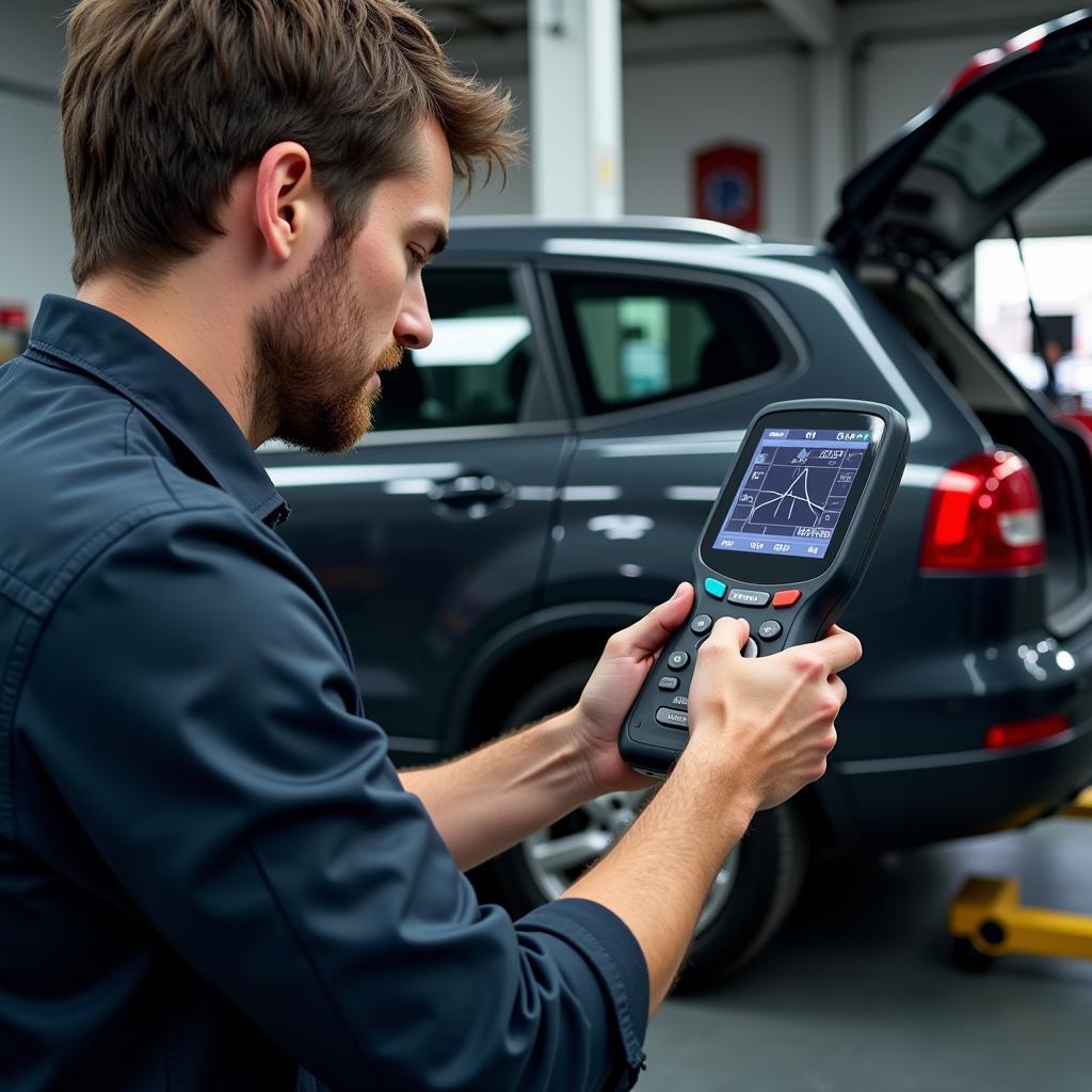 Mechanic Using Professional Scan Tool